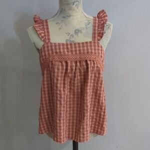 Mine Pink and White Square Neck Tank Top